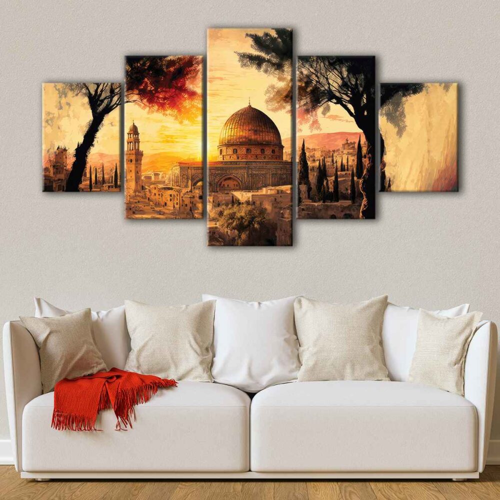 5 panels jerusalem canvas art