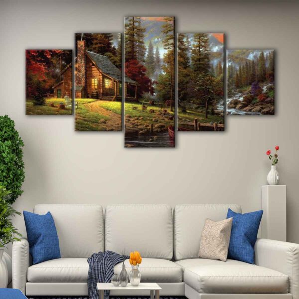 5 panels peaceful retreat canvas art