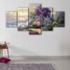 5 panels seaside hideaway canvas art