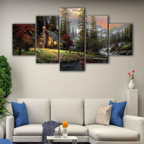 5 panels thomas kinkade peaceful retreat canvas art