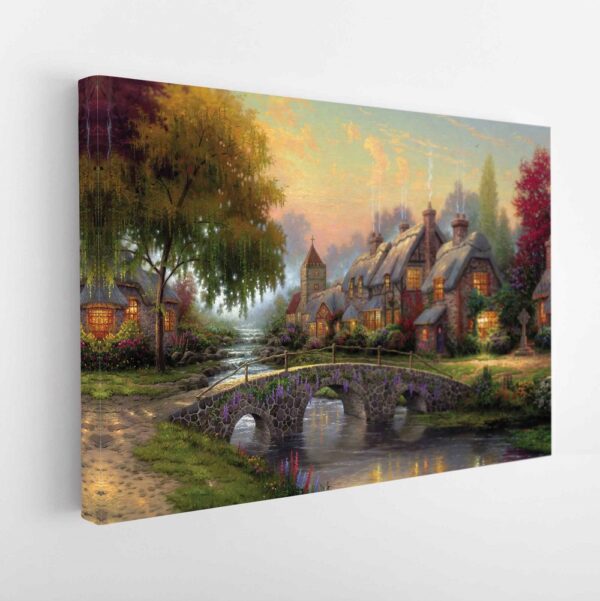 cobblestone bridge stretched canvas