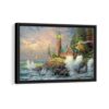 luxury lighthouse sunset framed canvas black frame