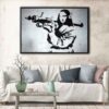 mona lisa graffiti floating frame canvas