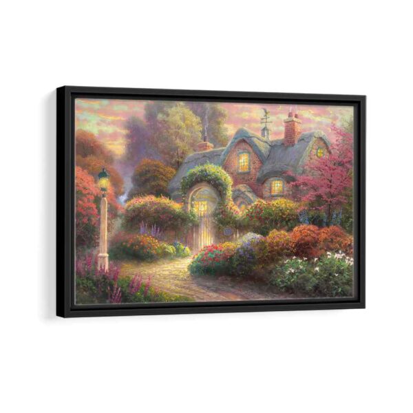 rosebud cottage framed canvas black frame