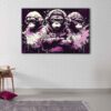 1 panel funky 3 wise monkeys canvas art