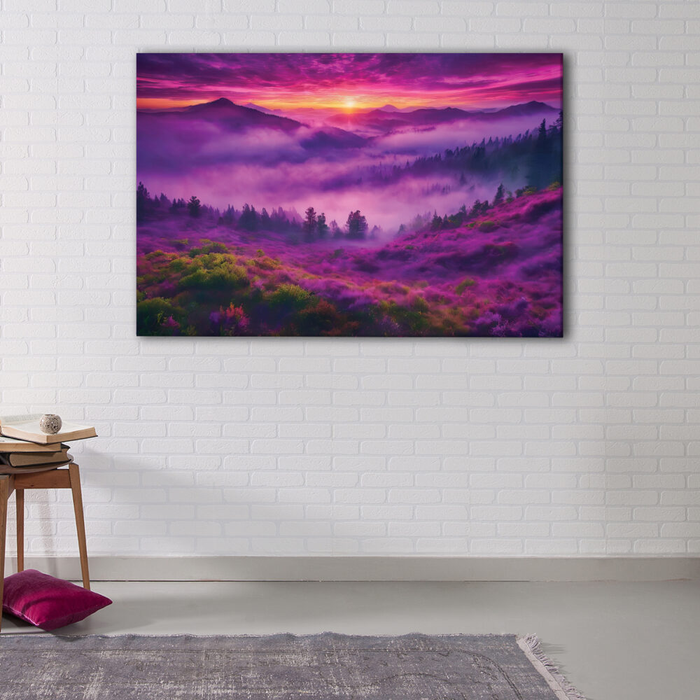 1 panel purple forest fog canvas art