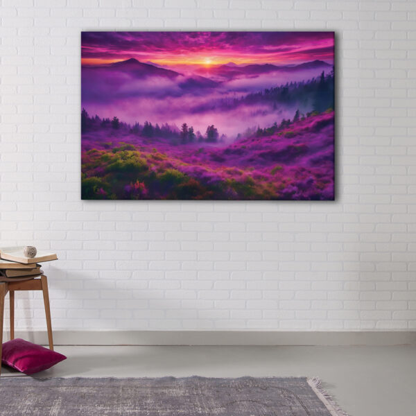 1 panel purple forest fog canvas art