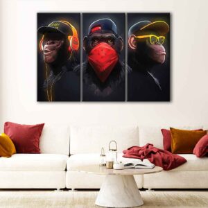 3 panels gangster three wise monkeys canvas art