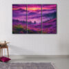 3 panels purple forest fog canvas art