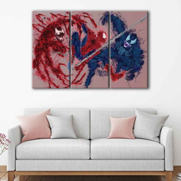 3 panels the spider abstract canvas art