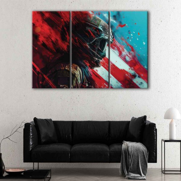 3 panels us marine soldier canvas art