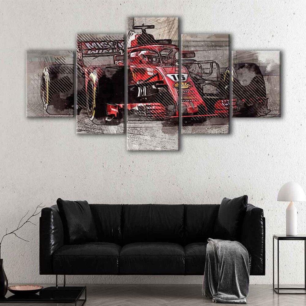 5 panels charles leclerc f1 canvas art