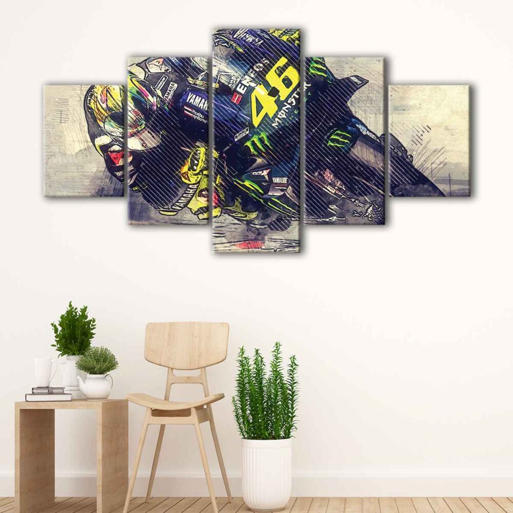 5 panels rossi motogp canvas art