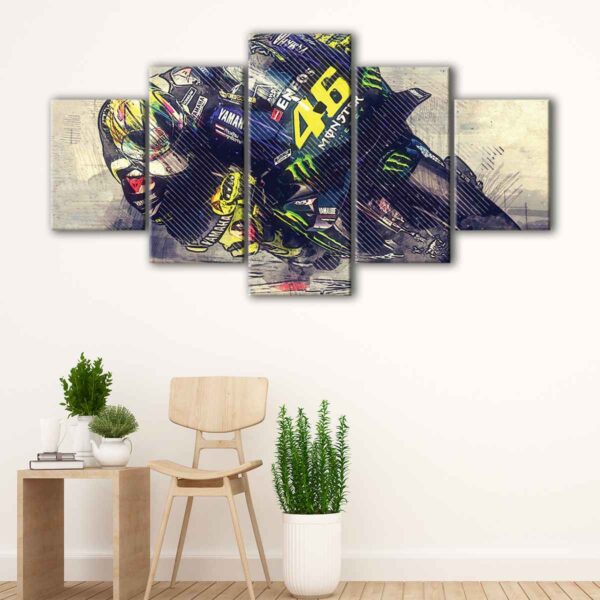 5 panels rossi motogp canvas art