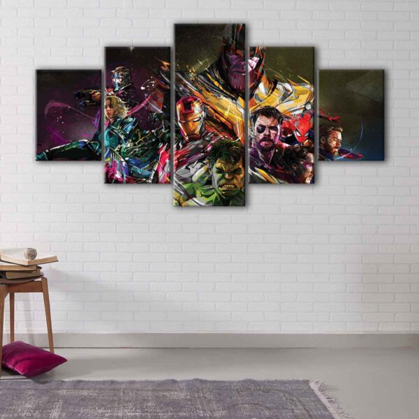 5 panels superheroes abstract canvas art