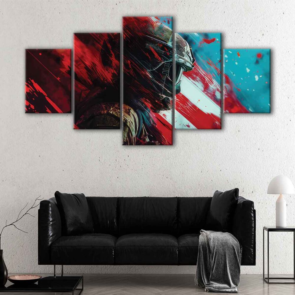 5 panels us marine soldier canvas art