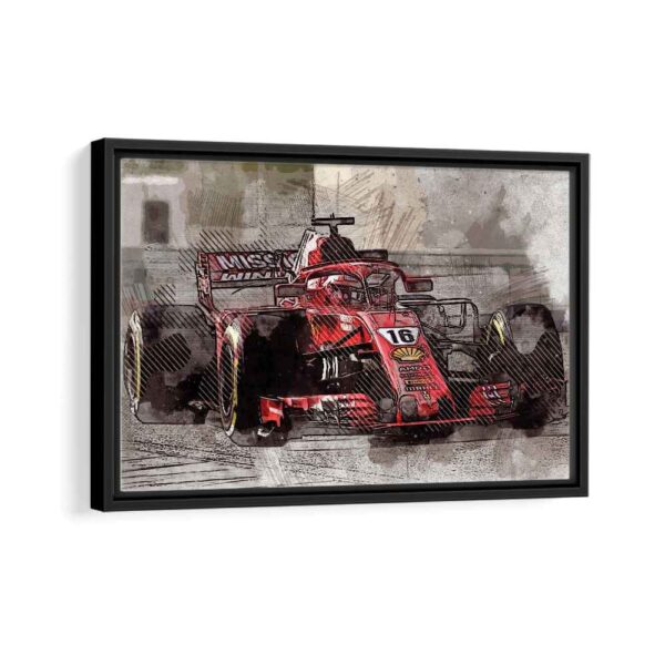 charles leclerc f1 framed canvas black frame