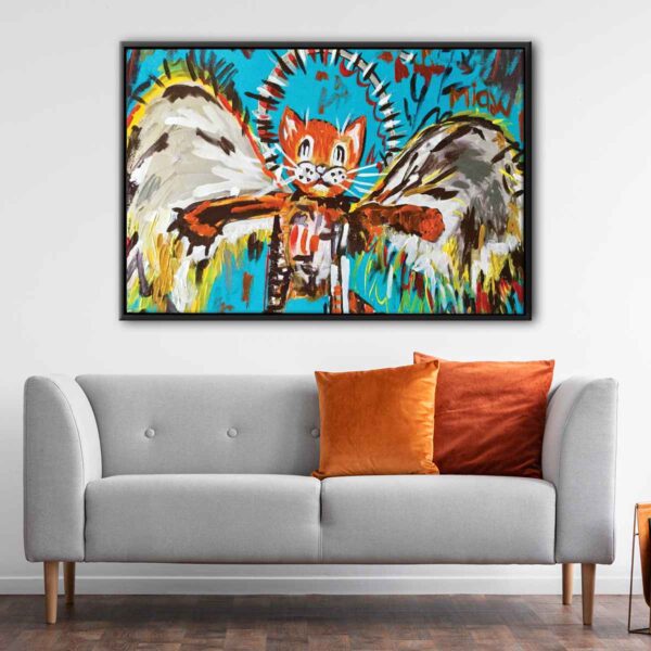 fallen cat floating frame canvas