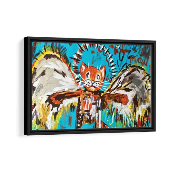 fallen cat framed canvas black frame