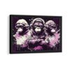 funky 3 wise monkeys framed canvas black frame