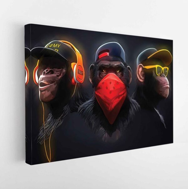 gangster three wise monkeys stretched canvas