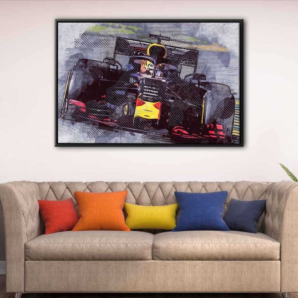 tableau max verstappen f1 avec cadre flottant