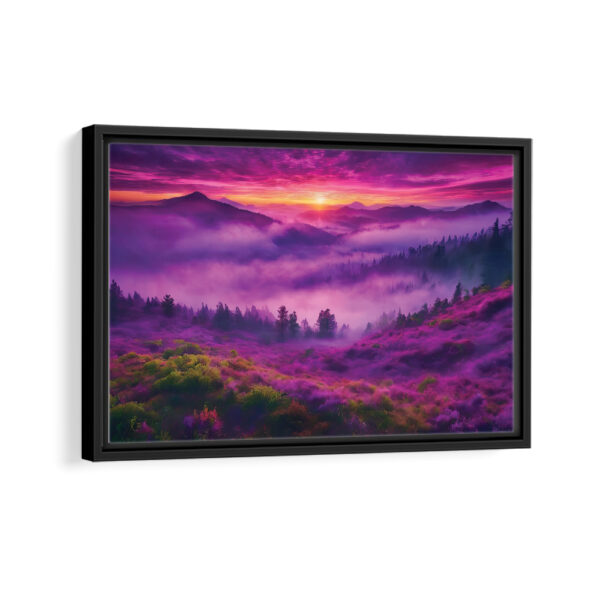 purple forest fog framed canvas black frame