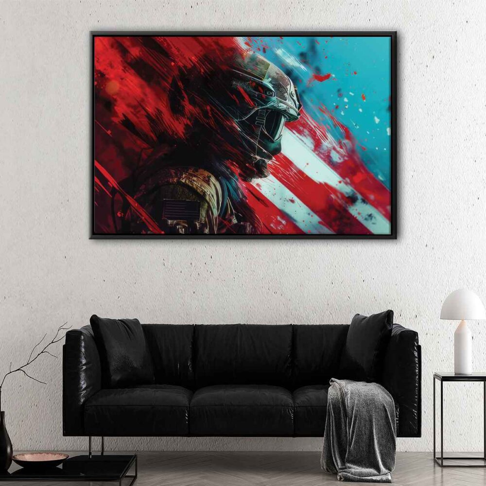 us marine soldier floating frame canvas