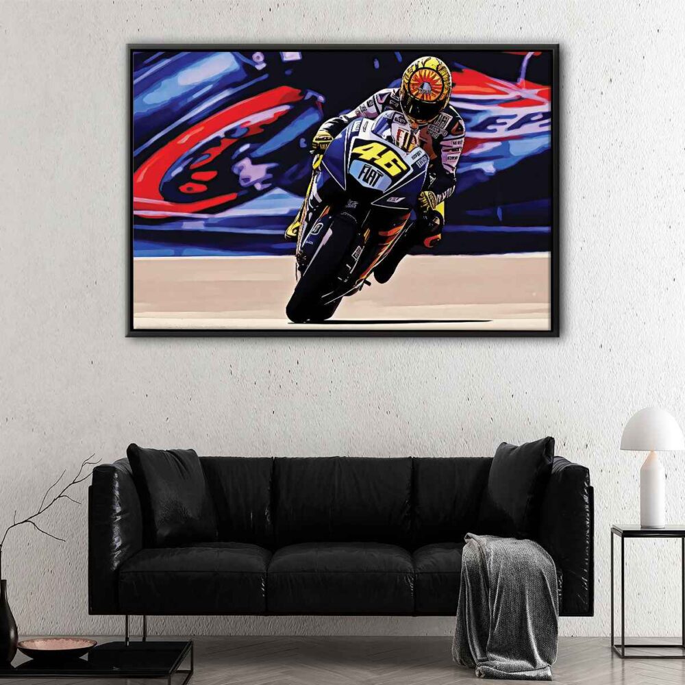 tableau  valentino rossi avec cadre flottant