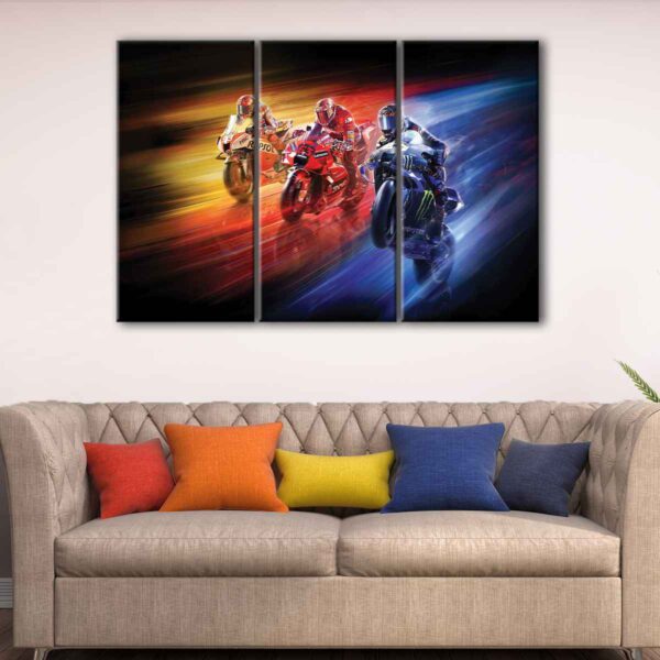 3 panels motogp race canvas art