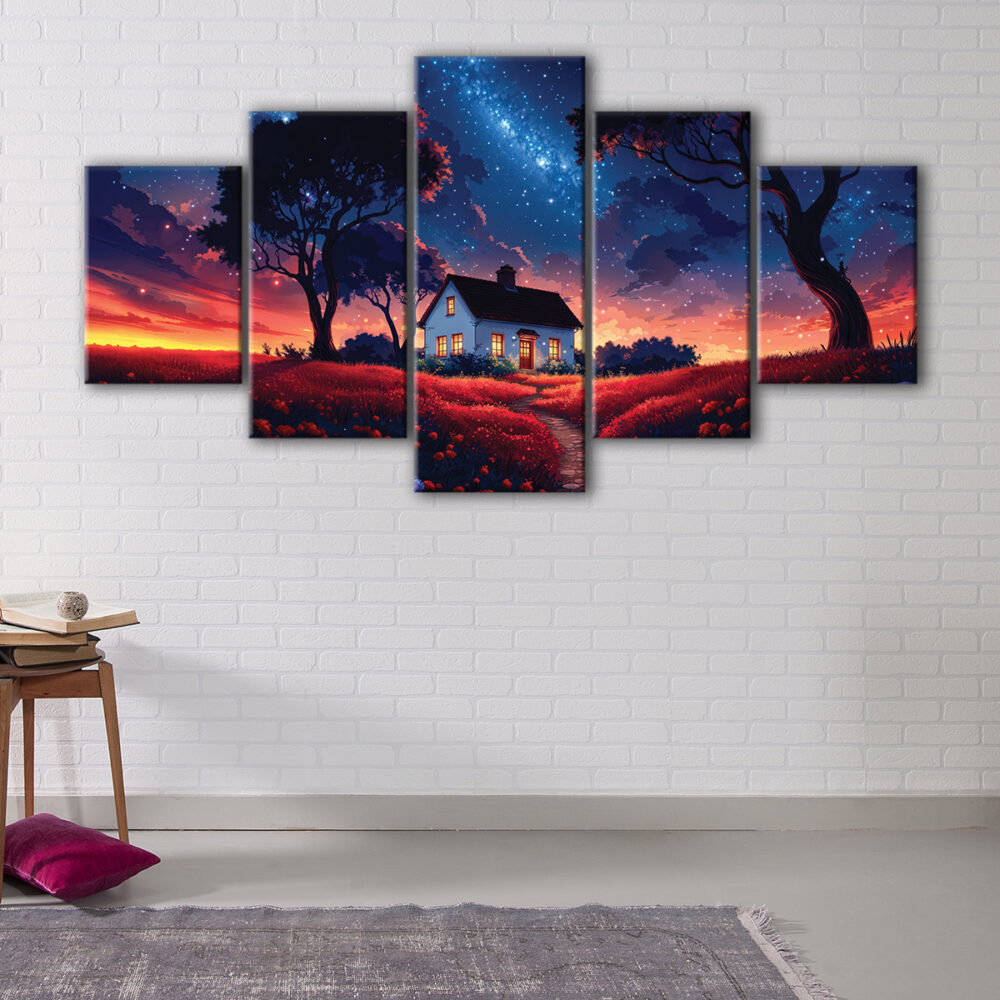 5 panels little paradise canvas art