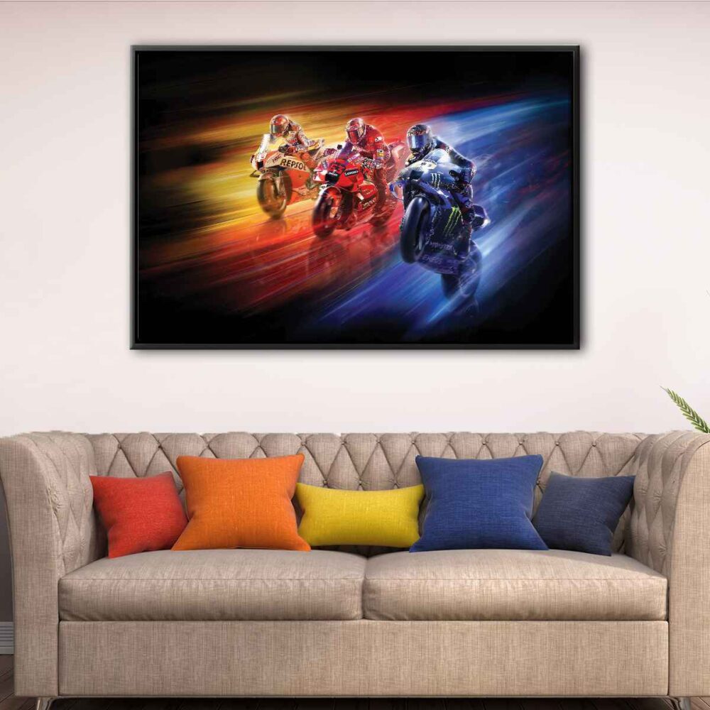 motogp race floating frame canvas