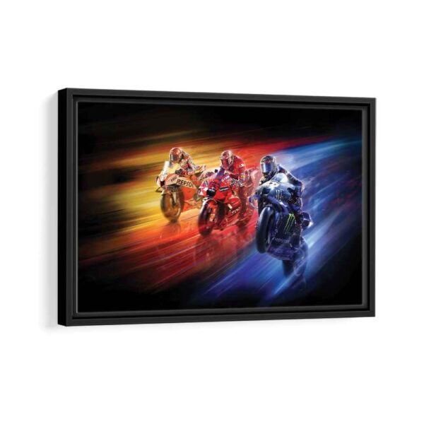 motogp race framed canvas black frame