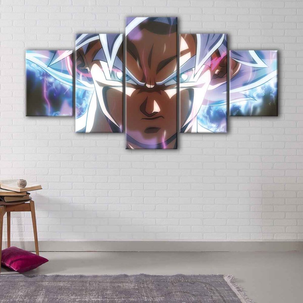 5 panels angry goku canvas art