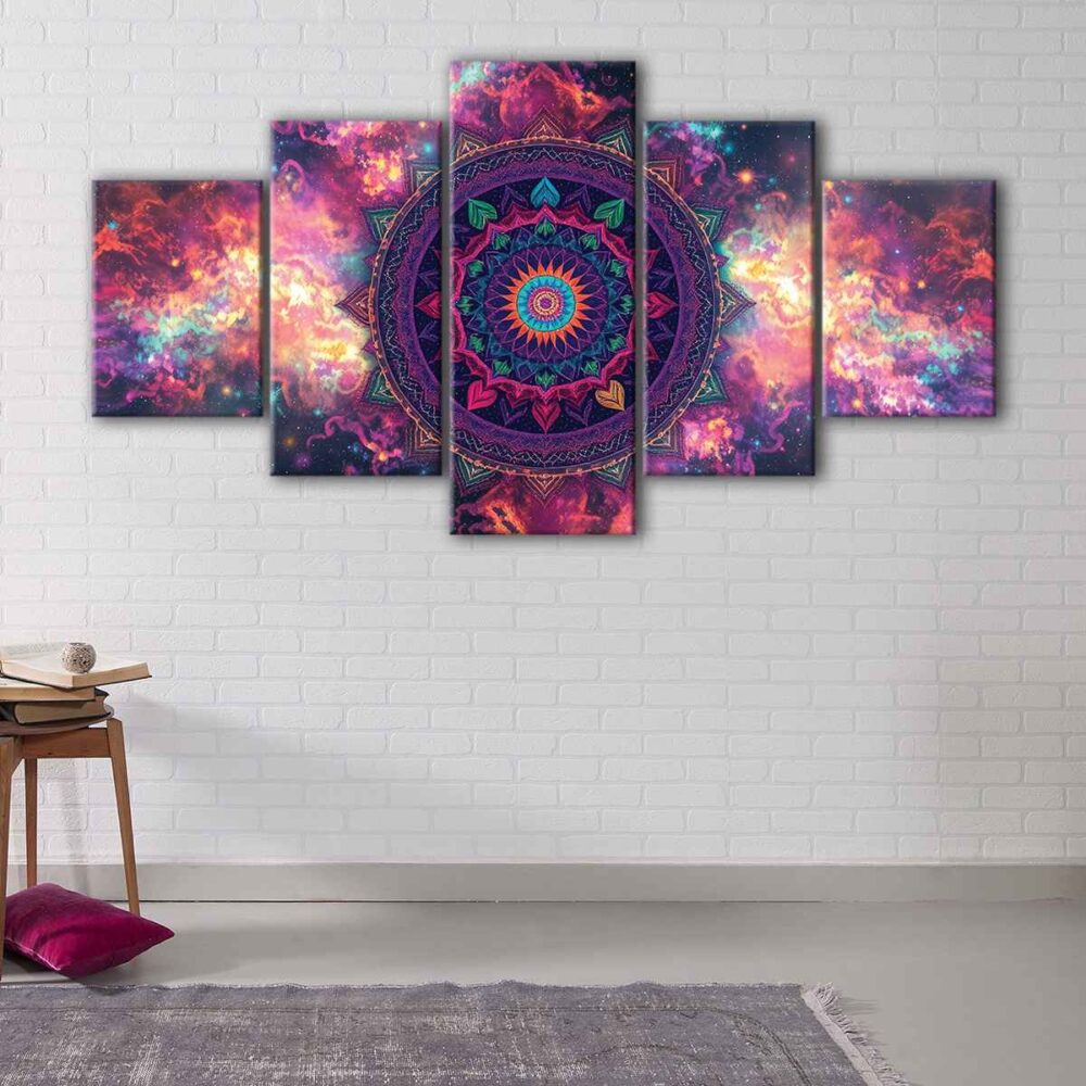 5 panels circle of life canvas art