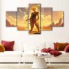 5 panels saiyan warrior canvas art