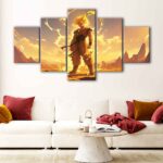 5 panels saiyan warrior canvas art