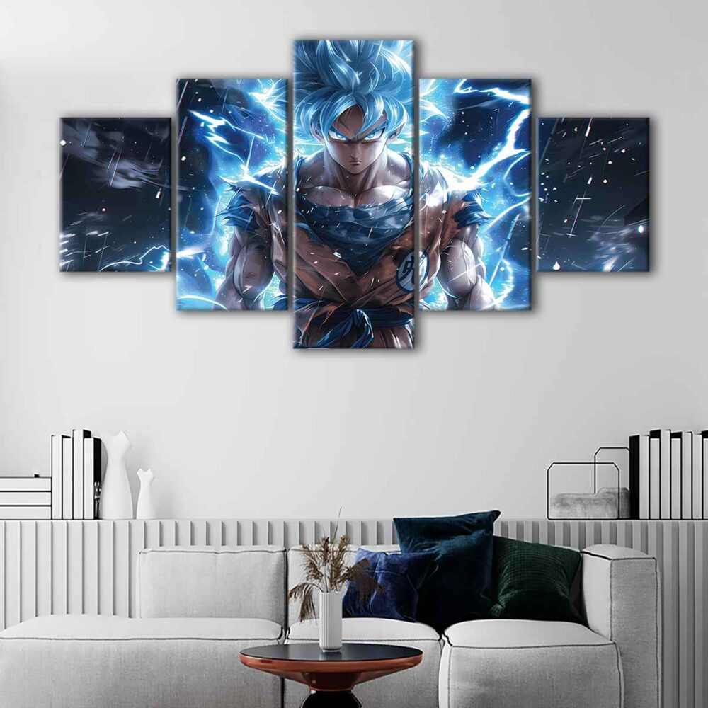 5 panels super saiyan blue canvas art