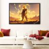 saiyan warrior floating frame canvas