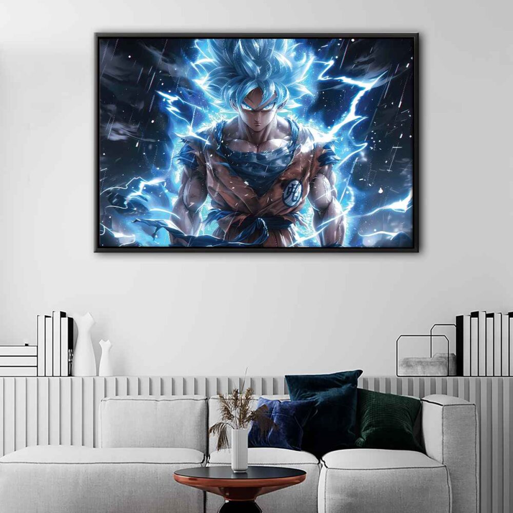 super saiyan blue floating frame canvas