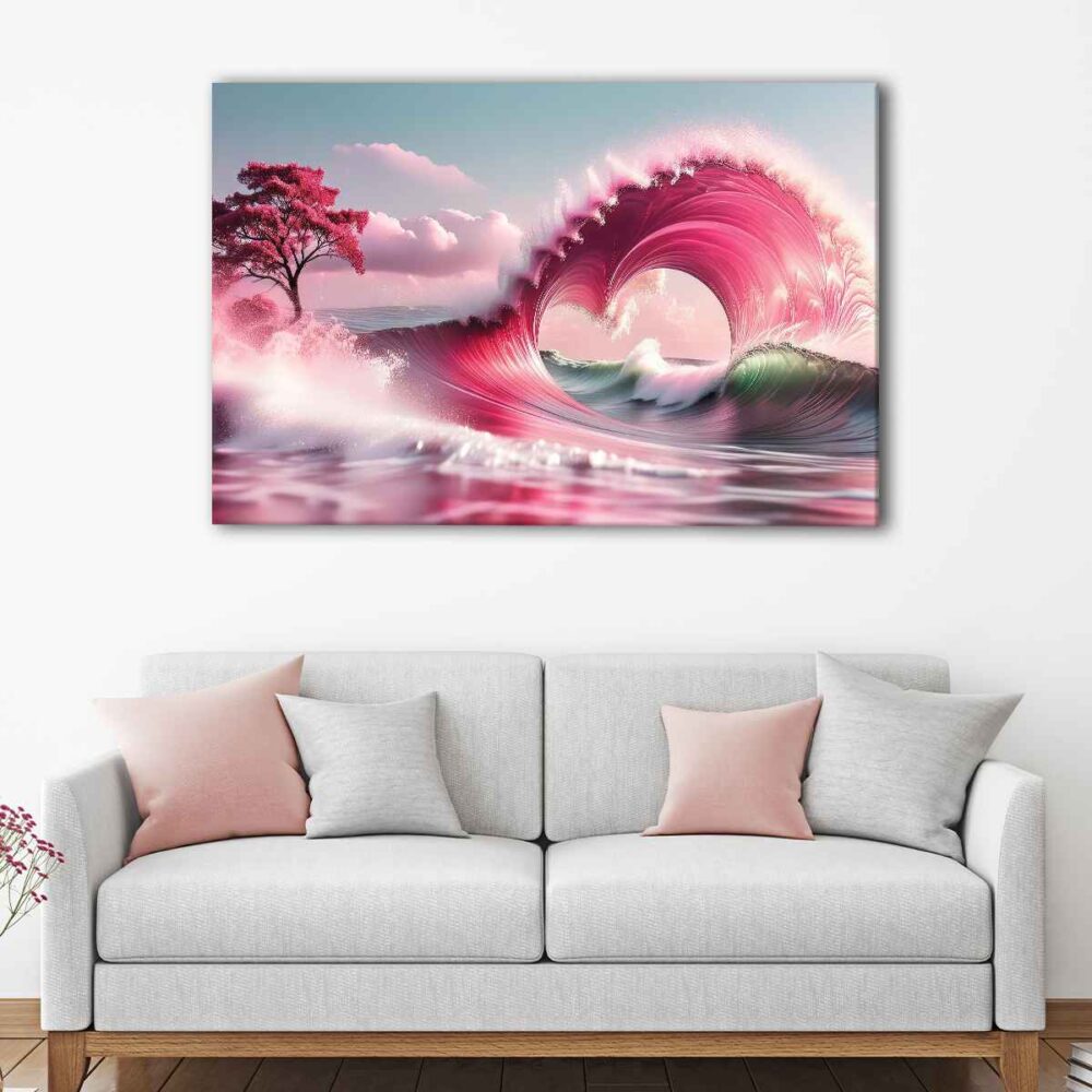 1 panel pink wave canvas art