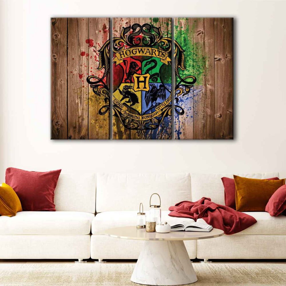 3 panels Hogwarts logo canvas art