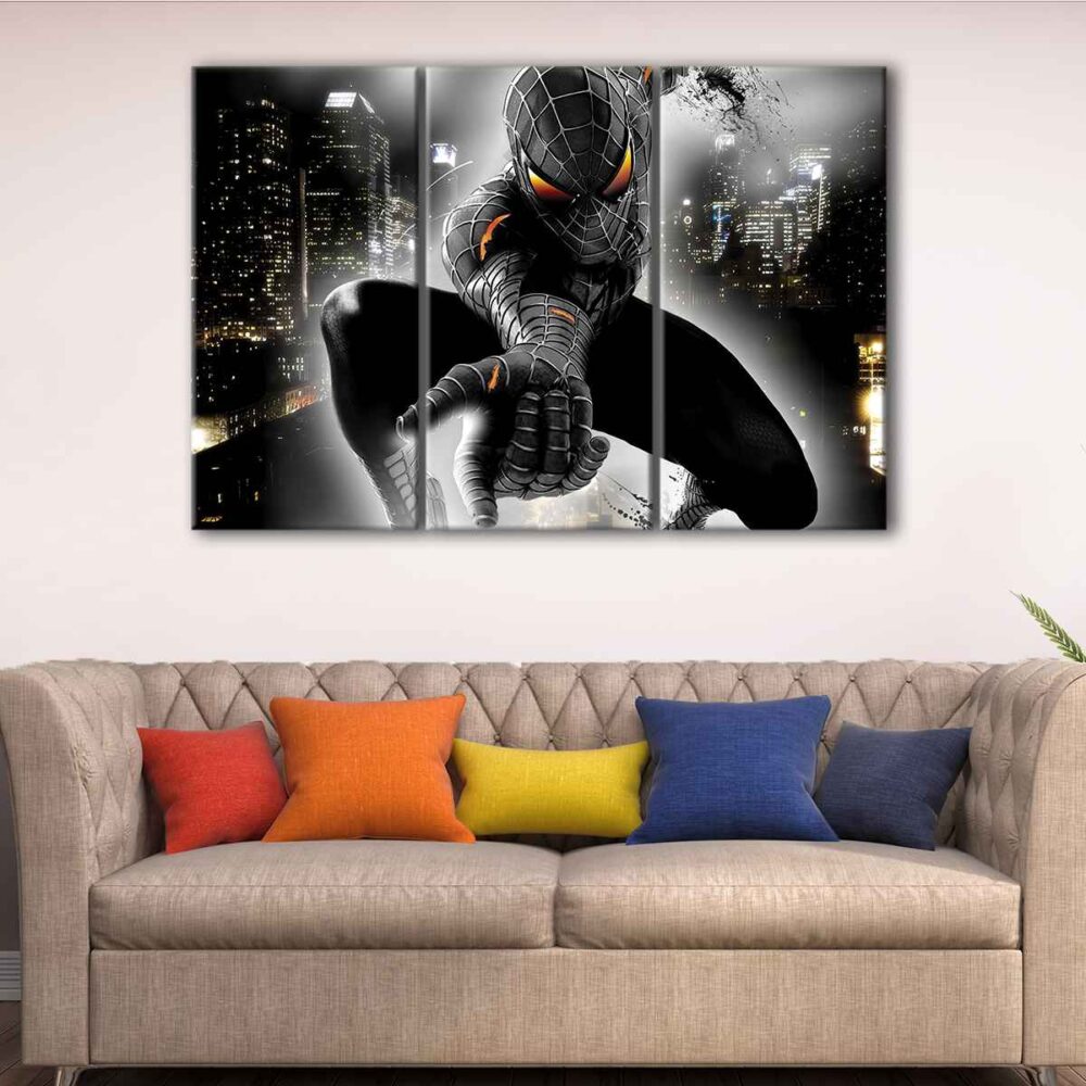 3 panels dark spider man canvas art