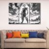 3 panels goku black and white canvas art