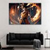 3 panels goku on fire canvas art