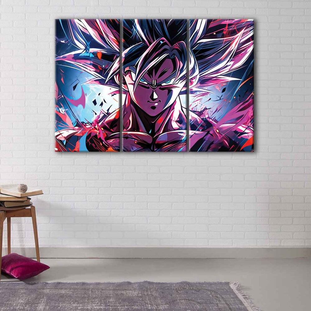 3 panels goku super saiyan canvas art