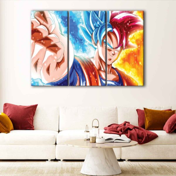 3 panels super saiyan warrior canvas art