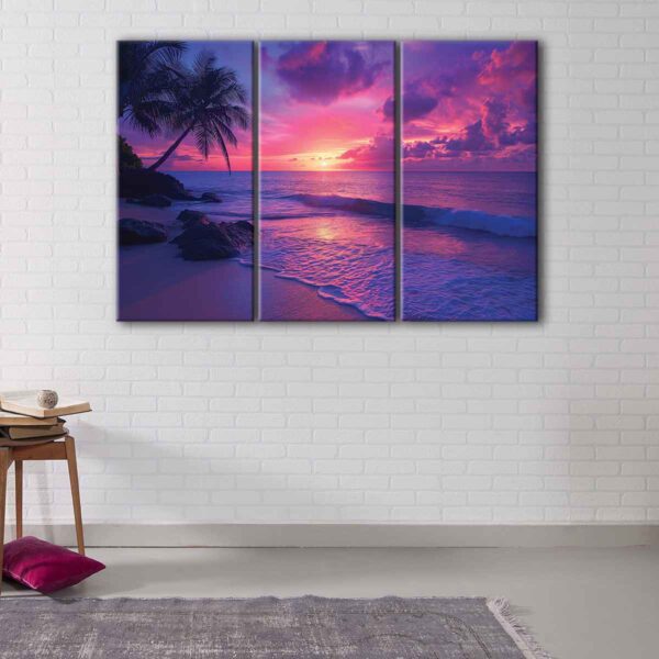 3 panels tropical beach canvas art