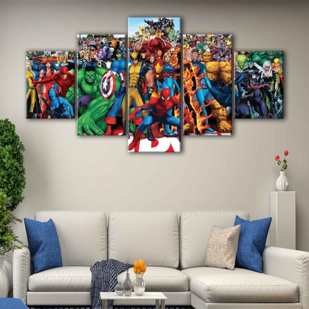 5 panels avengers superheroes canvas art