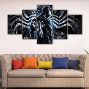 5 panels black spider man canvas art